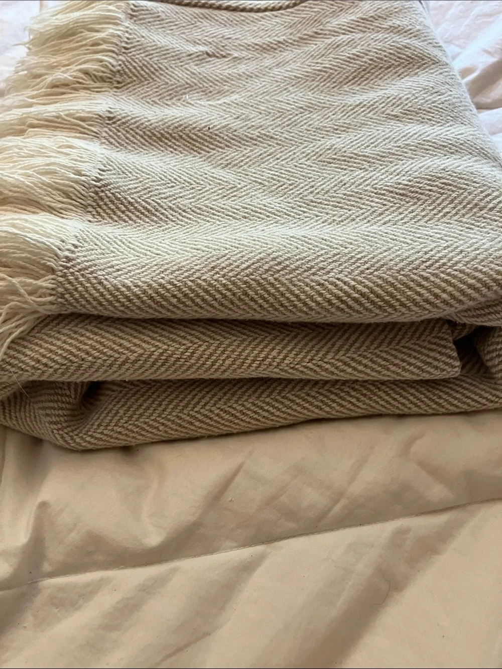 Sferra Celine Mushroom throw with fringe 50 x 60”